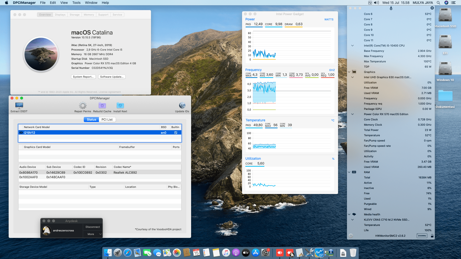 Success Hackintosh macOS Catalina 10.15.5 Build 19F96 in MSI H410M PRO + Intel Core i5 10100 + Power Color RX 570